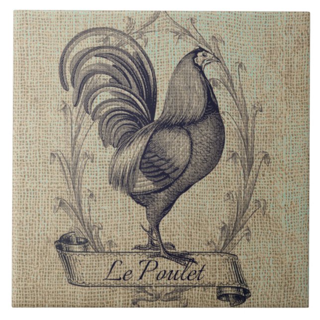 Carreau Illustration vintage du poulet français (Devant)