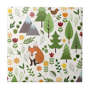 Carreau Illustrations scandinaves de style sur la crème