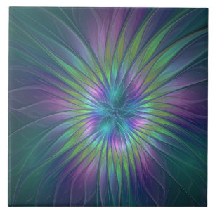 Carreau Imaginaire brillant coloré Fleur Abstrait Fractal 