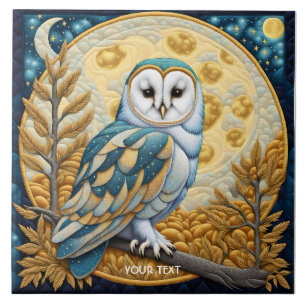 Carreau Imaginaire Chouette mignonne Lune Arbres