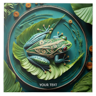 Carreau Imaginaire Cute Frog Feuilles Filigree