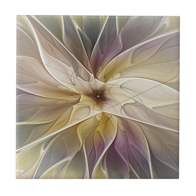 Carreau Imaginaire Floral Gold Eggplant Art Fractal Abstra (Devant)