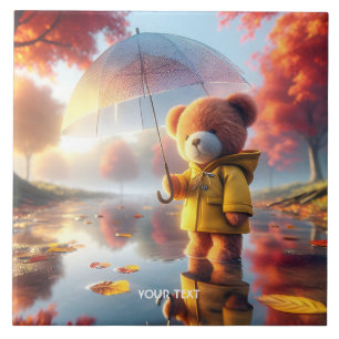Carreau Imaginaire mignon bébé ours parapluie