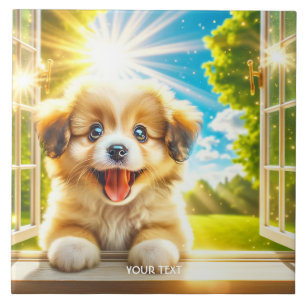 Carreau Imaginaire mignon chien soleil bébé chien