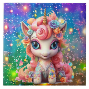 Carreau imaginaire mignon fille licorne