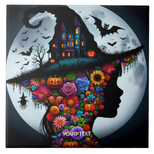 Carreau Imaginaire mignonne sorcière fille Halloween