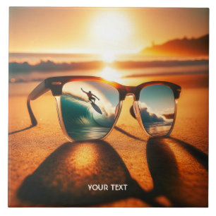 Carreau Imaginaire Mignonnes Lunettes Plage de coucher de 