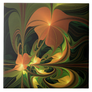 Carreau Imaginaire Plante Abstrait rouille verte Brown fra