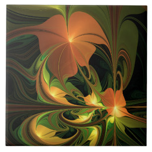 Carreau Imaginaire Plante Abstrait rouille verte Brown fra