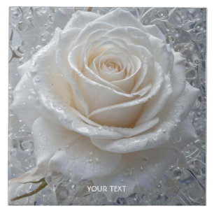 Carreau Imaginaire Rose blanche mignonne gouttes