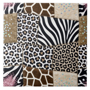 Carreau Impression Animale de Luxe Rose Strass