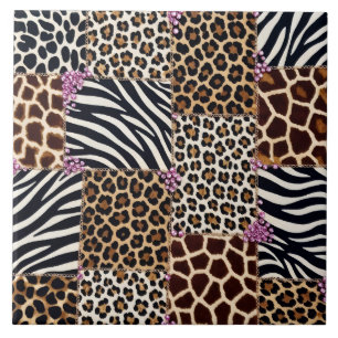 Carreau Impression Animale de Luxe Rose Strass