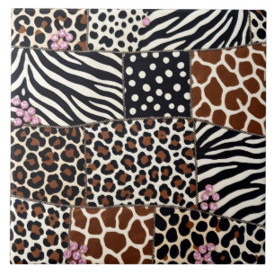 Carreau Impression Animale de Luxe Rose Strass