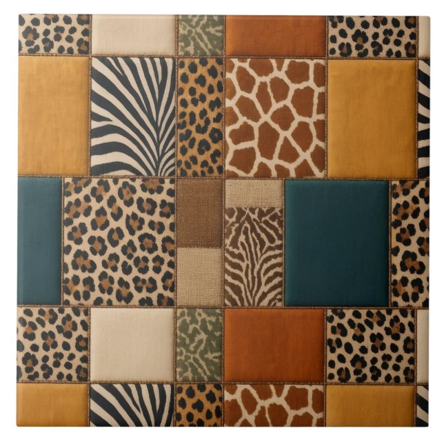 Carreau Impression animale patchwork (Devant)