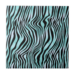 Carreau Impression Animale Peau de Zèbre Bleu Clair Turquo