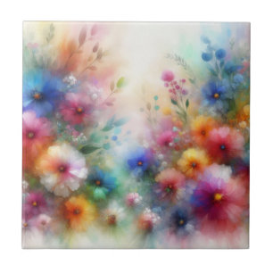 Carreau Impression de fleurs aquarelles abstraites