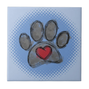 Carreau Impression demi-ton Amoureux des chiens Dessin Aqu