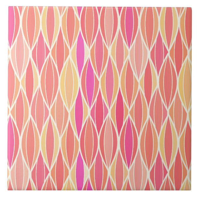 Carreau Impression du ruban du milieu du siècle - rose, co (Devant)