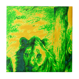 Carreau Impression Fluorante Lion Art Vision Night
