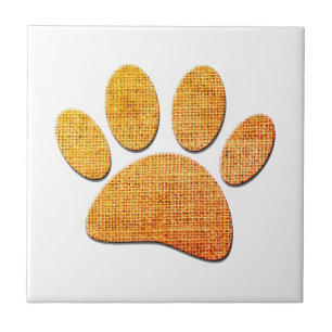 Carreau Impression sur toile de jute de patte de chien vie