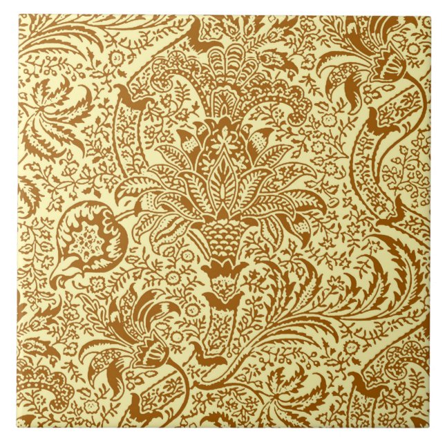 Carreau Indien de William Morris, jaune de moutarde et or (Devant)