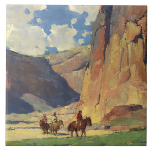 Carreau "Indiens à travers le canyon de Chelly" par Edgar