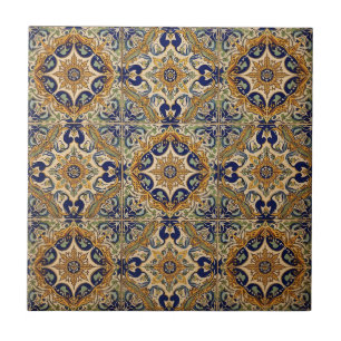 Carreau Indigo Azulejo Bleu et jaune Portugais