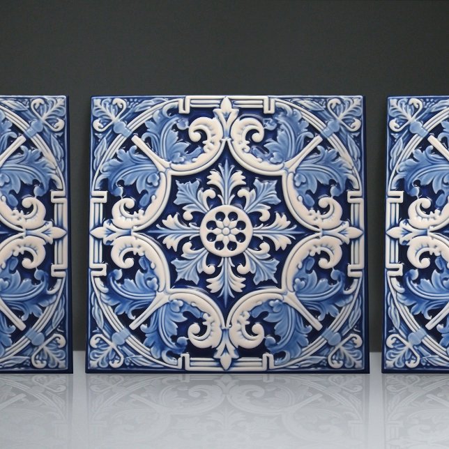 Carreau Indigo Azulejo Bleu Portugais Lisbonne Décor (Créateur téléchargé)