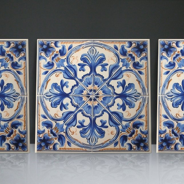 Carreau Indigo Azulejo Bleu Portugais Lisbonne Décor (Créateur téléchargé)