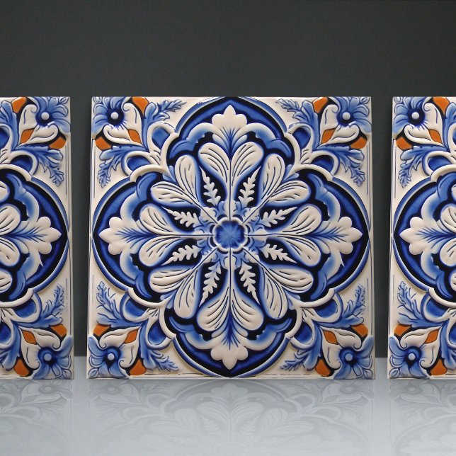 Carreau Indigo Azulejo Bleu Portugais Lisbonne Décor (Créateur téléchargé)