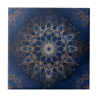 Carreau Indigo Azulejo bleu portugais Mandala décoratif