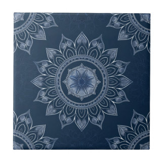 Carreau Indigo Azulejo bleu portugais Mandala décoratif