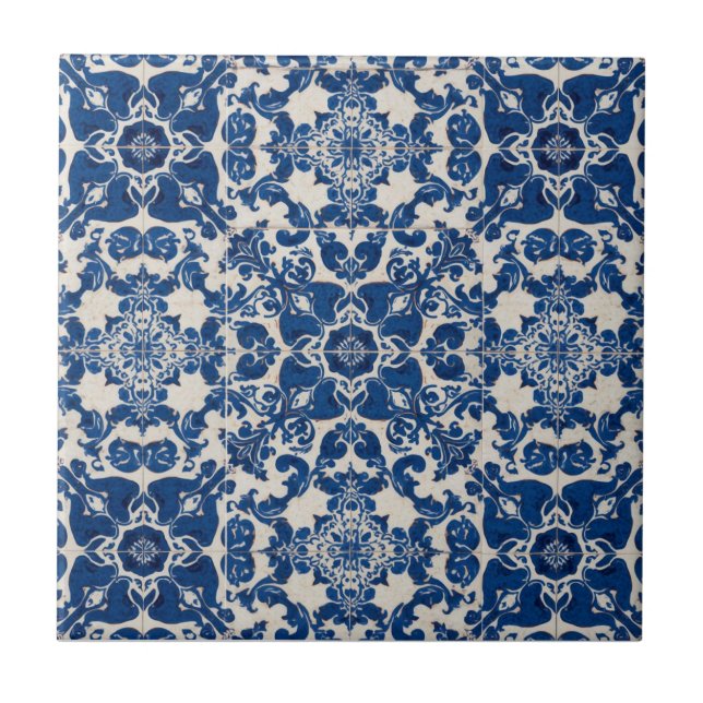 Carreau Indigo Azulejo Blue Portuguese Lisbon Talavera  (Devant)
