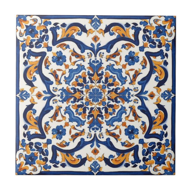 Carreau Indigo Azulejo Blue Portuguese Lisbon Talavera  (Devant)