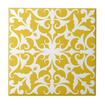 Indigo Azulejo yellow & white Portuguese