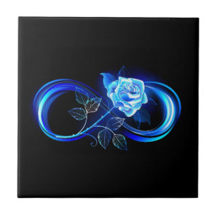 Carreau Infini lumineux avec rose bleue