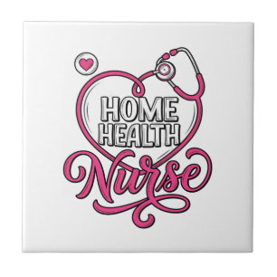 Carreau Infirmière à domicile Stethoscope rose Création de