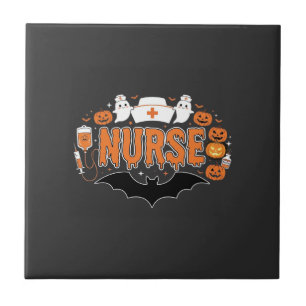 Carreau Infirmière d'Halloween dégoulinante de citrouille