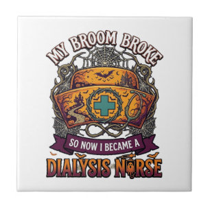 Carreau Infirmière en dialyse balai cassé Halloween Casque