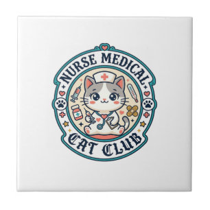 Carreau Infirmière médicale chat drôle conception amateur 