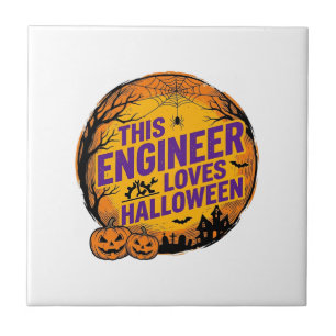 Carreau Ingénieur aime Halloween Design de citrouille vint