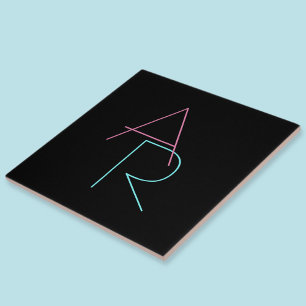 Carreau Initiales de chevauchement modernes   Rose Turquoi