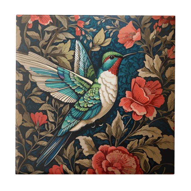 Carreau Inspiré par l'élégant colibri William Morris volan (Devant)