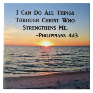 CARREAU INSPIRING SUNRISE PHILIPPIANS 4:13 TILE CÉRAMIQUE