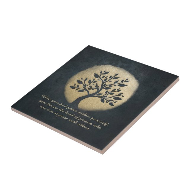 Carreau Instructeur de méditation Yoga Black Gold Tree Cit (Côté)
