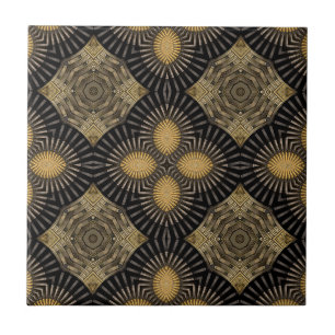 Carreau Intrication Gold et Black Geometry Motif