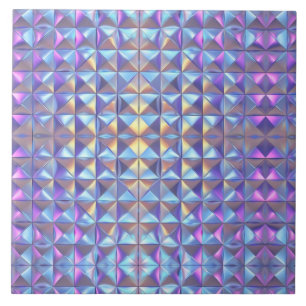 Carreau Iridescendance en or, bleu et violet géométrique 2