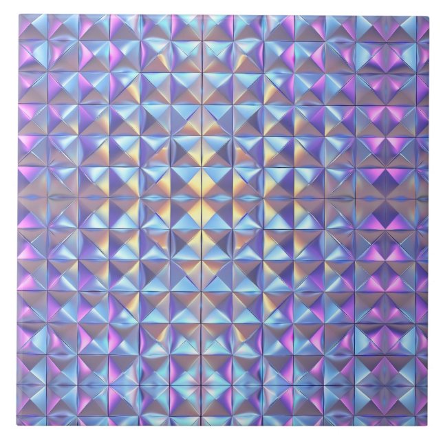 Carreau Iridescendance en or, bleu et violet géométrique 2 (Devant)