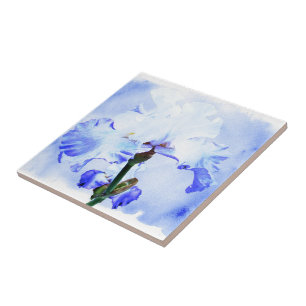 Carreau Iris Arborés - Bleu Et Blanc
