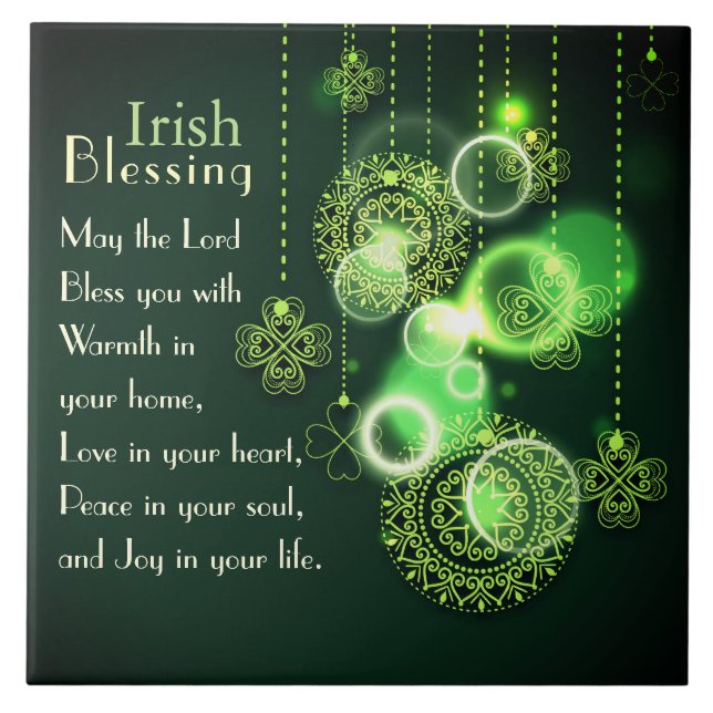 Carreau Irish Blessing Love in your heart, Design Shamrock (Devant)